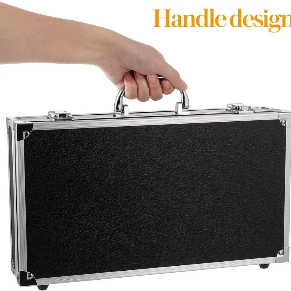 Silver Aluminum Briefcase with Lock, Aluminum Briefcase for Men or Women 14.1x7.
